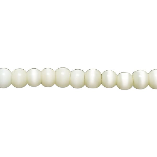 Bead, cat's eye glass (fiber optic glass), pale sea green, 4-6mm round. Sold per 14-inch strand, approximately 90 beads. image number 0