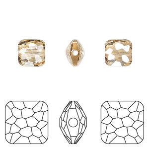 Bead 1pkg144 crystal golden shadow, Swarovski®, 8mm puffed square 5035