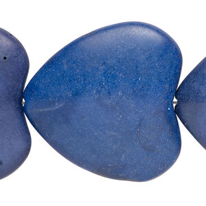Bead, "howlite" (resin) (imitation) 1pkg1, dark blue, 34x32mm puffed heart, 15 inches.