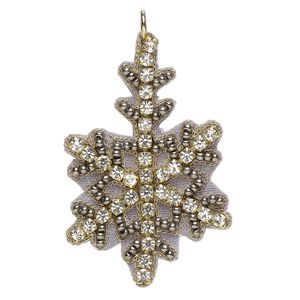 Focal 1pkg1 seed bead / glass rhinestone / felt, multicolored, 53x34mm handmade snowflake.