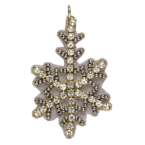 Focal 1pkg1 seed bead / glass rhinestone / felt, multicolored, 53x34mm handmade snowflake. image number 0
