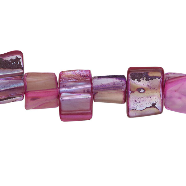Mother-of-pearl shell 1pkg1, triangle tube bead 12 inch dark purple / pink 8x5mm-14x8mm image number 0