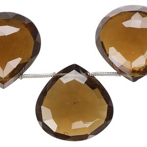 Golden quartz 1pkg11, hand-cut top-drilled faceted puffed teardrop bead 21x21mm-24x23mm