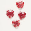 Bead, millefiori glass, translucent red / clear / white, 18-20mm half-drilled puffed heart. Sold per pkg of 4. image number 1
