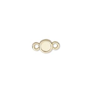 Link, Almost Instant Jewelry®, gold-plated "pewter" (zinc-based alloy), 7mm flat round with SS20 rose setting. Sold per pkg of 2.