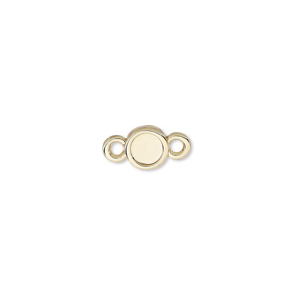 Link, Almost Instant Jewelry®, gold-plated "pewter" (zinc-based alloy), 7mm flat round with SS20 rose setting. Sold per pkg of 2. image number 0