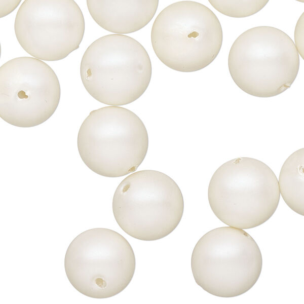 Bead, acrylic pearl, matte white, 10mm round. Sold per 2-ounce pkg, approximately 105 beads. image number 0
