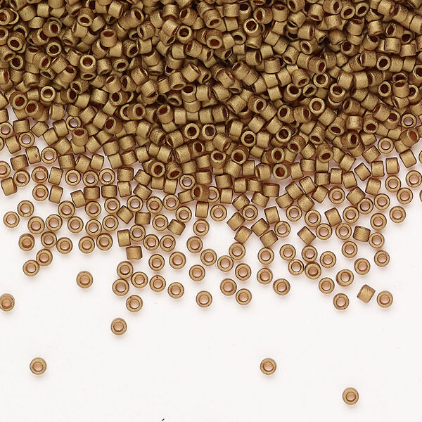 Seed bead, Miyuki Delica®, glass, pkg/7.5g, #11 round, opaque matte metallic light bronze (DB0322L). image number 0