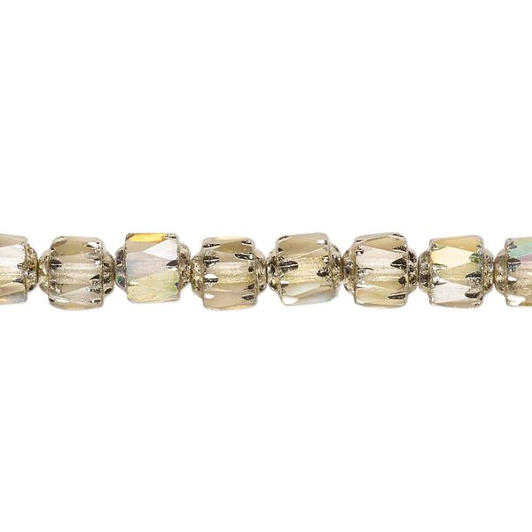 Bead, Czech dipped décor glass, smoke Apollo AB, 6mm round cathedral. Sold per 15-1/2" to 16" strand. image number 0