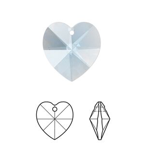 Drop 2pk light sapphire, Crystal Passions® 18mm pendant heart 6202