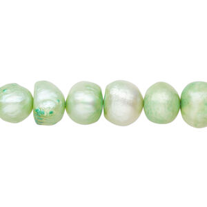 Freshwater pearl 1pkg1, semi-round, 15 inch spring green 8-12mm cultured