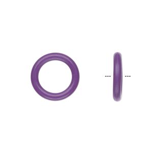 Component, Oh! Ring™, silicone, purple, 15mm round with 10mm hole. Sold per pkg of 100.