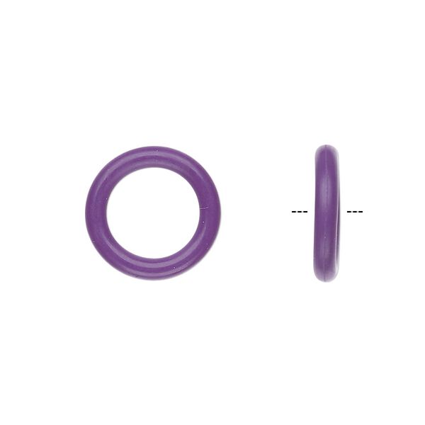 Component, Oh! Ring™, silicone, purple, 15mm round with 10mm hole. Sold per pkg of 100. image number 0
