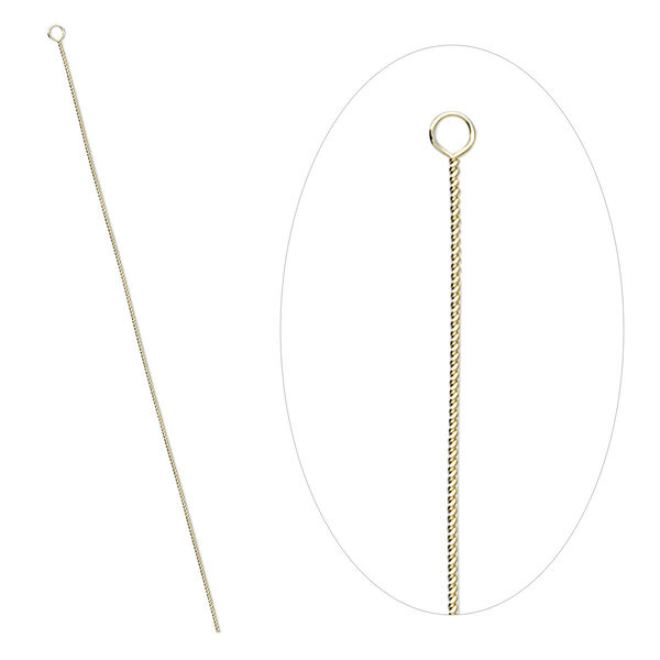 Needle, brass, 2-1/2 to 3-inch twisted, heavy. Sold per pkg of 100. image number 0