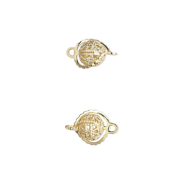 Link, gold-plated brass, 6mm wrapped filigree round. Sold per pkg of 20. image number 0