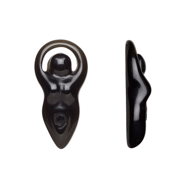 Black onyx 1pkg1, hand-cut undrilled goddess component B grade, 24x12mm-26x13mm image number 0
