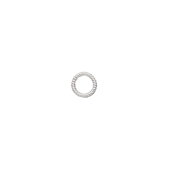 Jump ring, sterling silver, 7mm soldered twisted round, 5mm inside diameter, 18 gauge. Sold per pkg of 4. image number 0