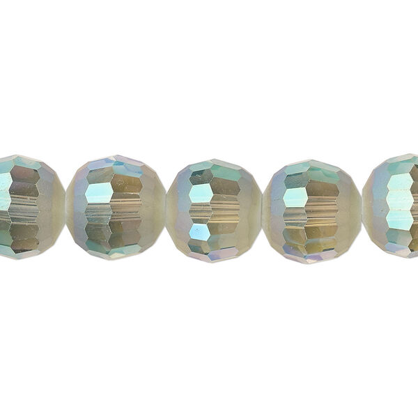 Bead 1pk 96 facets translucent peacock AB half-matte, Celestial Crystal® 12mm round 8 inch image number 0