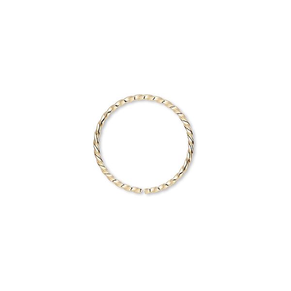 Jump ring, gold-plated brass, 15mm twisted round, 13.7mm inside diameter, 18 gauge. Sold per pkg of 100. image number 0