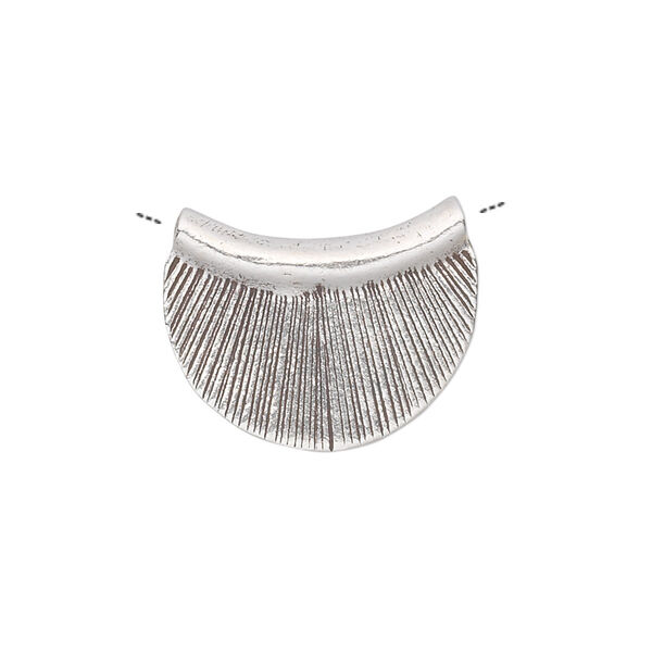 Bead, Hill Tribes, antiqued sterling silver, 21x16mm double-sided crescent with textured pattern. Sold individually. image number 0