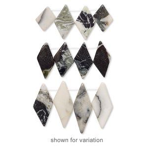 Green earth "jasper" 1pkg4, top-drilled flat diamond focal natural mix 30x16mm-50x22mm