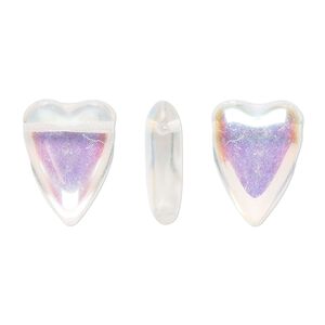 Bead, Czech pressed glass, crystal AB, 18x13mm heart. Sold per 15" to 16" strand.