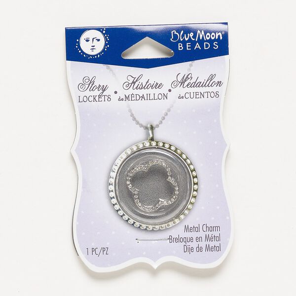 Charm, glass and silver-finished "pewter" (zinc-based alloy), clear, 21mm undrilled open clover. Sold individually. image number 0