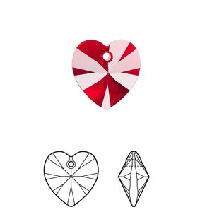 Drop 24pk Siam, Crystal Passions® 14mm pendant heart 6228