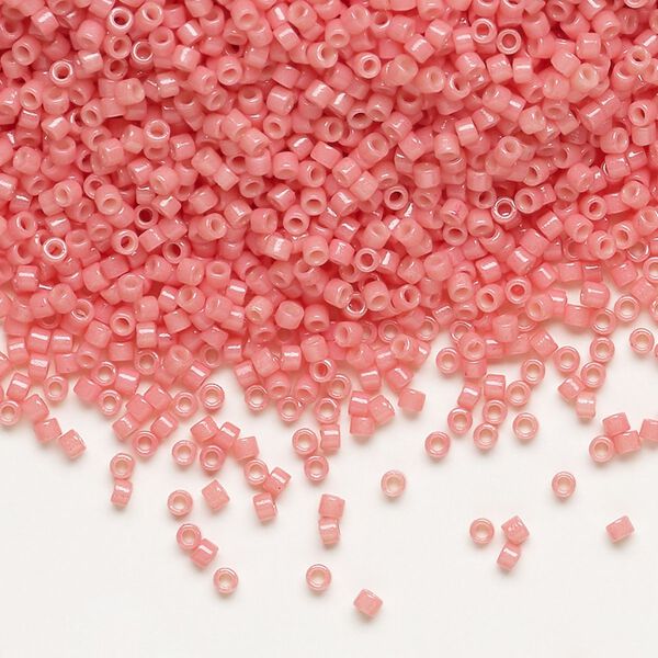 Seed bead, Delica®, glass, pkg/7.5g, #11 round, Duracoat® opaque outside dyed guava (DB-2115). image number 0