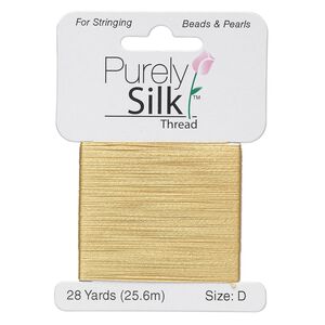 Thread, Purely Silk™, gold, size D. Sold per 28-yard card.