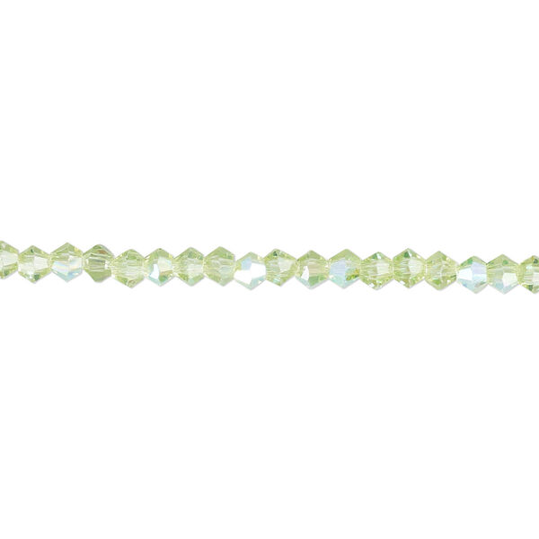 Bead 1pk 16 facets translucent lime green AB, Celestial Crystal® 3mm bicone 15.5-16 inch image number 0