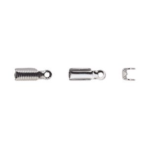 Cord end, fold-over, gunmetal-plated brass, 11x3.5mm corrugated rectangle, 3mm inside diameter. Sold per pkg of 100.