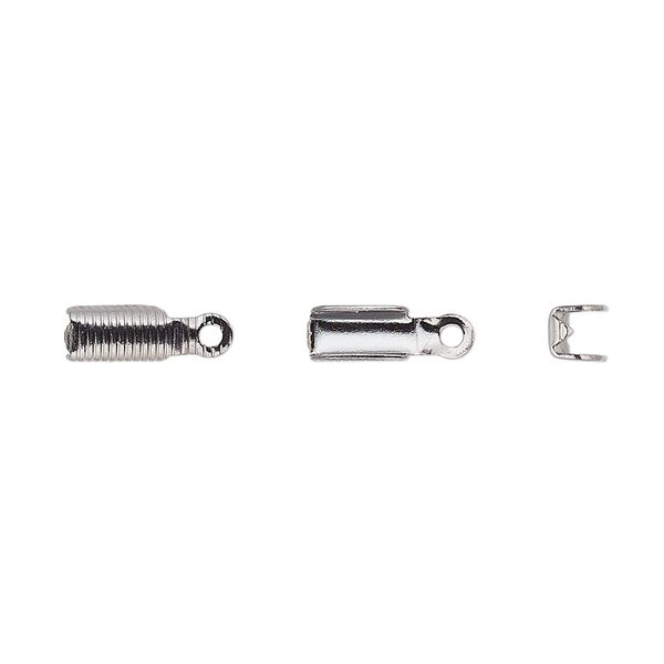 Cord end, fold-over, gunmetal-plated brass, 11x3.5mm corrugated rectangle, 3mm inside diameter. Sold per pkg of 100. image number 0