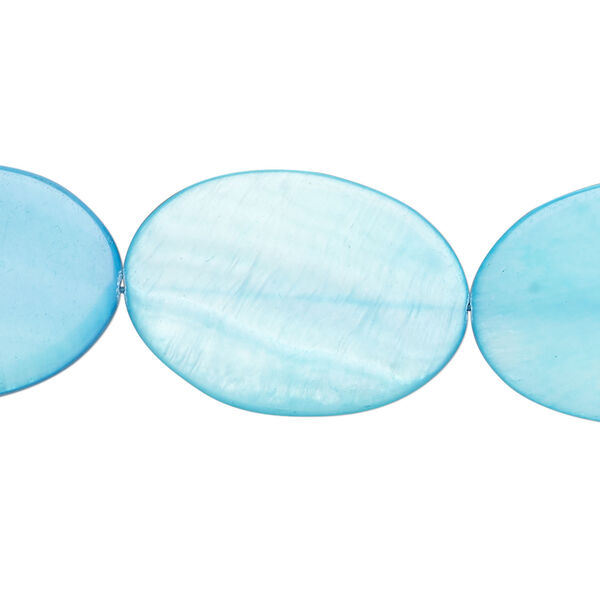 Mother-of-pearl shell 1pkg1, flat oval bead 15 inch sky blue 25x17mm-26x19mm image number 0
