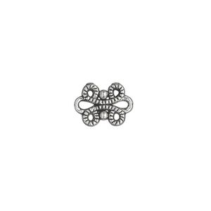 Link, antique silver-plated "pewter" (zinc-based alloy), 12x9mm single-sided fancy knot. Sold per pkg of 50.