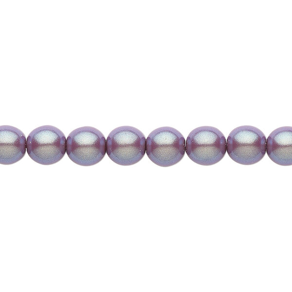 Bead, Czech pearl-coated glass druk, opaque iridescent purple/grey, 6mm round. Sold per 15-1/2" to 16" strand. image number 0
