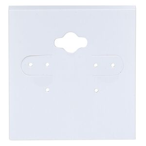 Earring card, PVC plastic, opaque white, 2x2 inch square. Sold per pkg of 100.