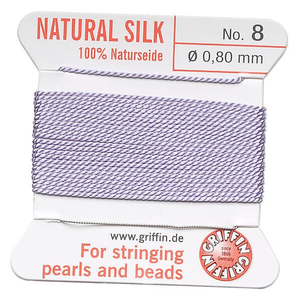 Thread, Griffin, silk, lilac, size #8. Sold per 2-meter card (approximately 78 inches). image number 0
