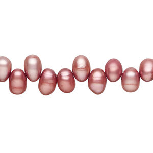 Freshwater pearl 1pkg1, top-drilled rice, 14 inch dusty rose 7x5mm-9x5mm cultured
