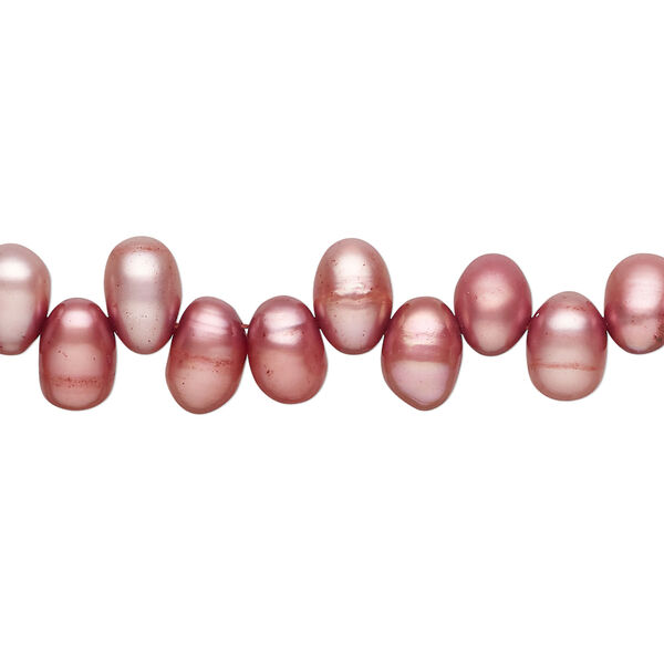 Freshwater pearl 1pkg1, top-drilled rice, 14 inch dusty rose 7x5mm-9x5mm cultured image number 0