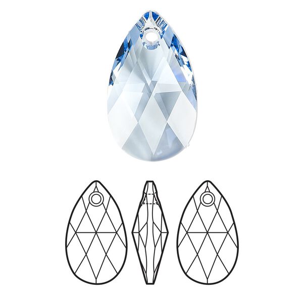 Drop 1pk light sapphire, Crystal Passions® 22x13mm pendant pear 6106 image number 0