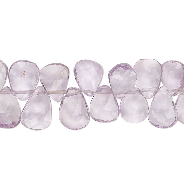 Bead, lavender amethyst (natural), 8x7mm-11x8mm hand-cut top-drilled faceted puffed teardrop with 0.4-1.4mm hole, B- grade, Mohs hardness 7. Sold per 8-inch strand. image number 0