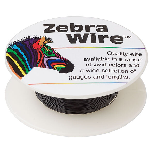 Wire, Zebra Wire™, color-coated copper, black, round, 30 gauge. Sold per 50-yard spool. image number 0