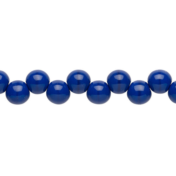 Bead, Preciosa, Czech pressed glass druk, opaque dark blue, 6mm top-drilled round. Sold per pkg of 30. image number 0