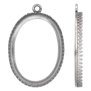 Focal, JBB Findings, antique silver-plated brass, 42x32mm oval with decorative trim, 40x30mm oval bezel setting. Sold individually.