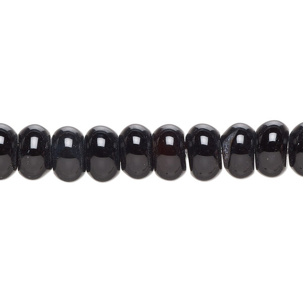 Bead, black agate (dyed), 7x4mm-8x5mm rondelle with 0.5-1.5mm hole, C grade, Mohs hardness 6-1/2 to 7. Sold per 15-1/2" to 16" strand. image number 0