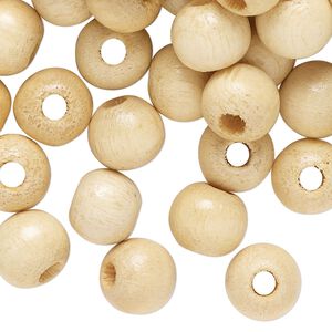 Bead, wood (waxed), light, 10mm round. Sold per 3-ounce pkg, approximately 385 beads.