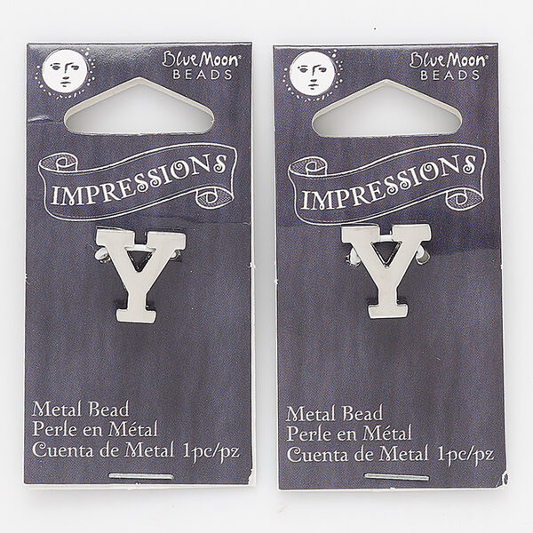 Bead, silver-finished "pewter" (zinc-based alloy), 13mm top-drilled "Y" with 2mm hole. Sold per pkg of 2. image number 0