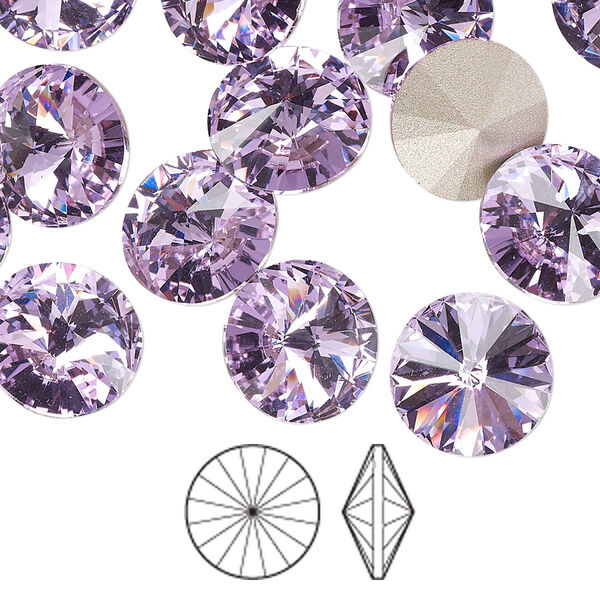 Chaton 6pk violet foil back, Preciosa MAXIMA Czech crystal rhinestone 12mm rivoli image number 0