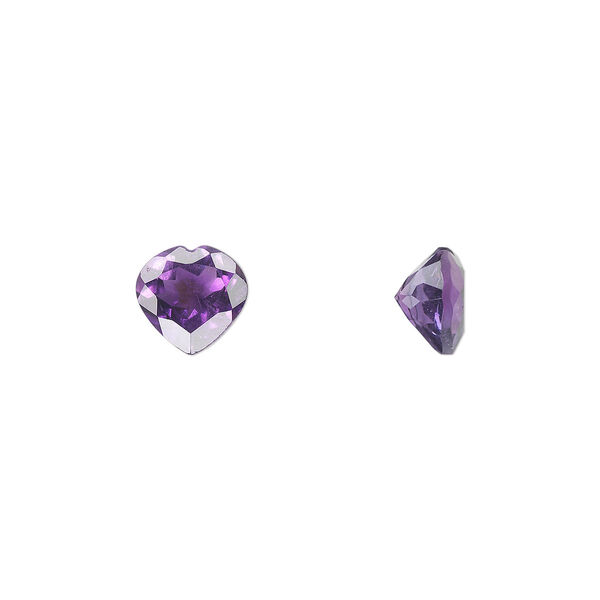 Gem, amethyst (natural), light to medium, 8x8mm faceted heart, A grade, Mohs hardness 7. Sold individually. image number 0